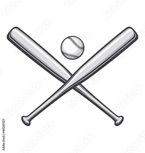 classic vintage baseball bats crossed with baseball