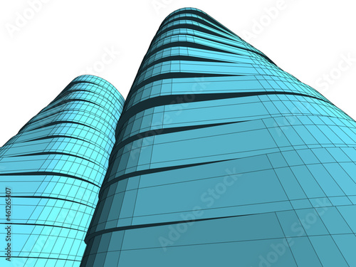 modern architecture vector 3d drawing