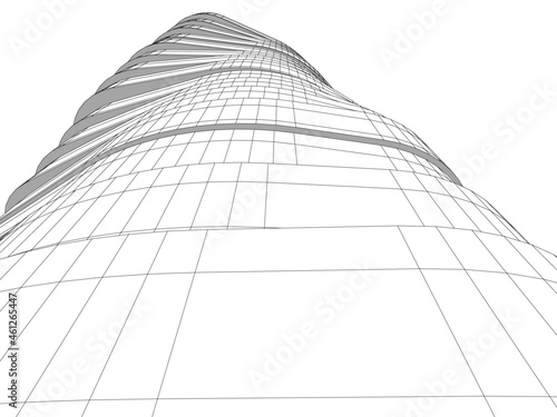 modern architecture vector 3d drawing