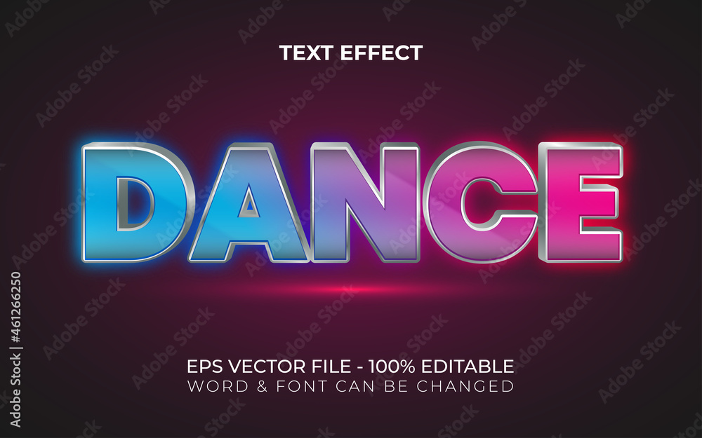 Dance text effect colorful style. Editable text effect.