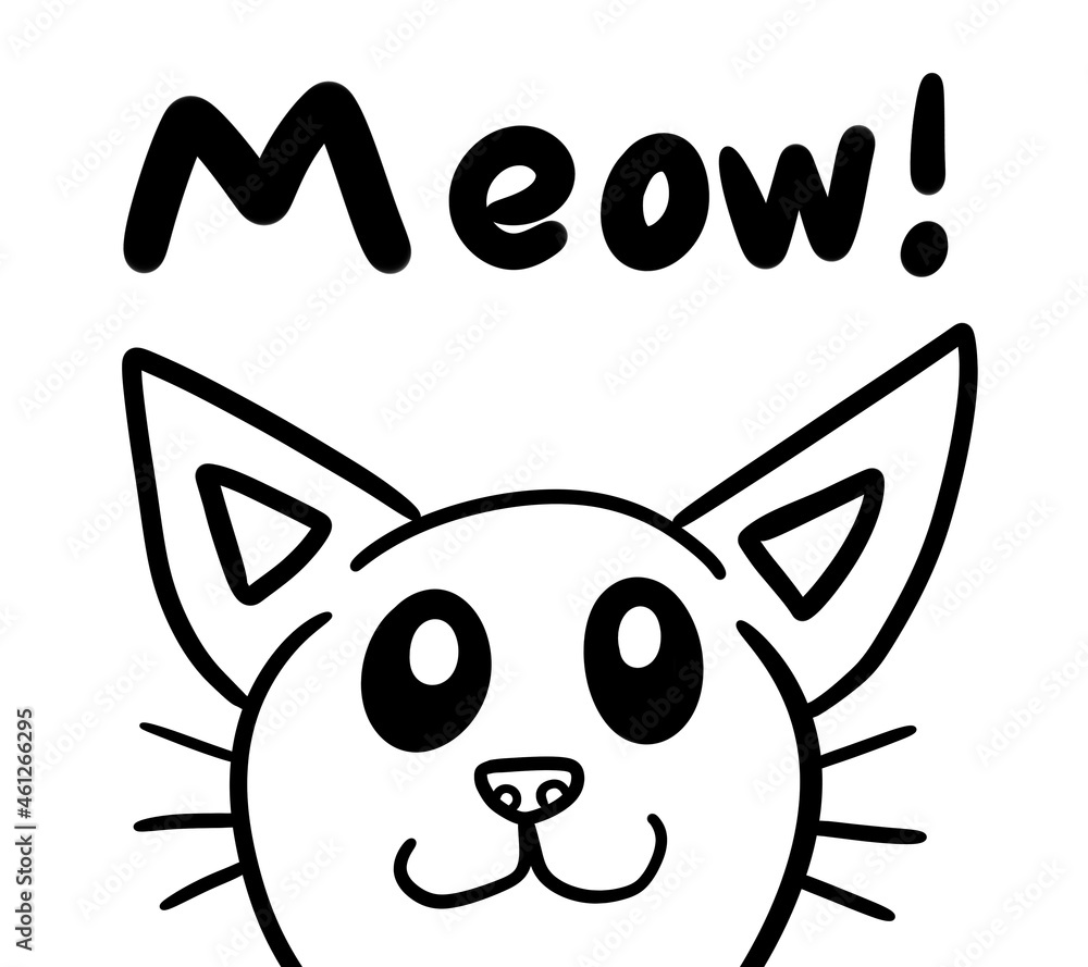 Stylized Adorable Cat Saying Meow Doodle Stylized Adorable Cat Saying Meow Doodle