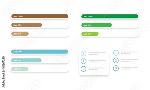 WEB DESIGN - Progress Bar con bottone - Icona con elenco puntato - Risorsa grafica per App, Software e sito web