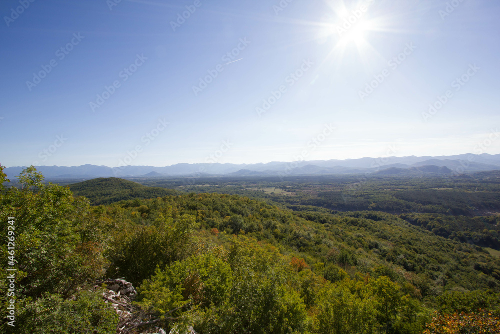 Naklejka premium view on mountains from viewpoint called vidikovac, pecinski park grabovaca, Croatia