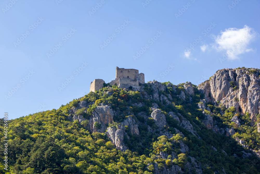 ruinview of Prozor fortress, close to Vrlika an top of a mountain, near Perucko jezero, Croatia, Europe