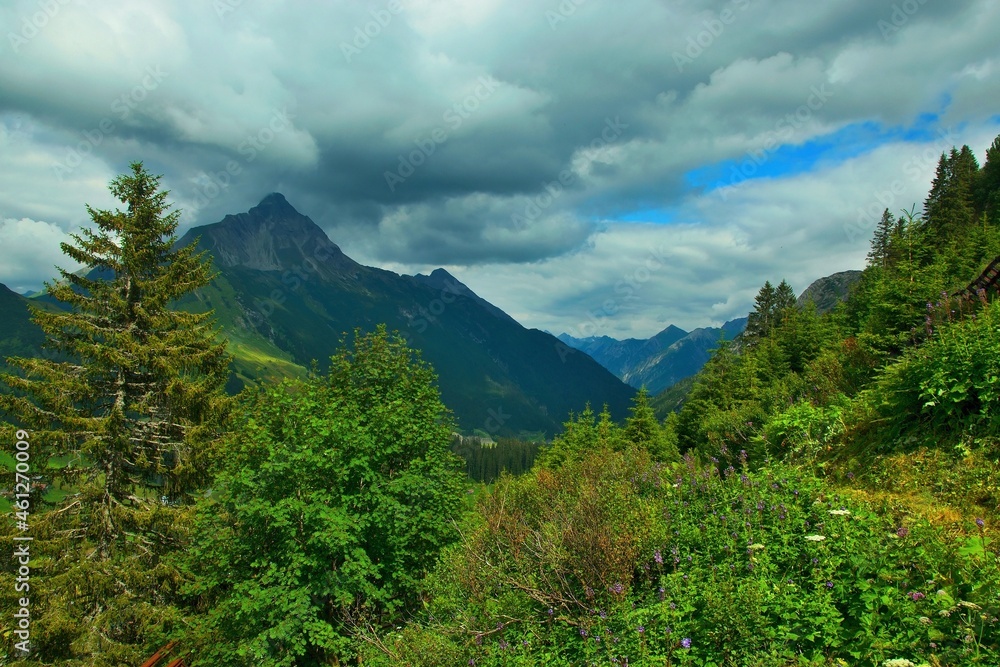 Austrian Alps - view of the Mount Biberkopf near the town of Warth in the Lechtal Alps