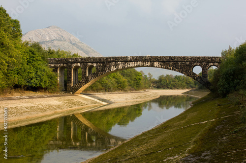 view on a bridge above trebisnjica river and a mountain in back, Bosnia and herzegovina, europe