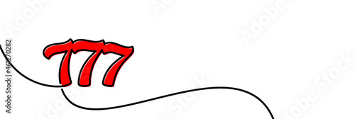 Single line drawn 777 number.