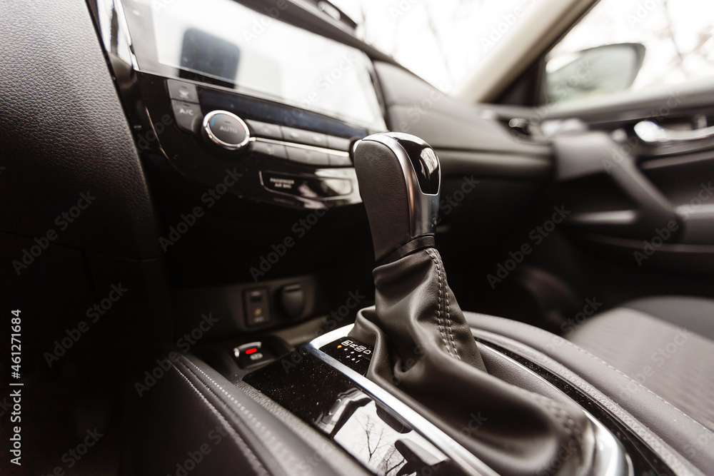 Interior view of car with black salon