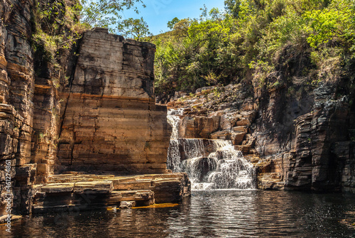 Cascatinha Canyon Waterfall, Furnas Dam Lake, Capitolio, Minas Gerais, Brazil