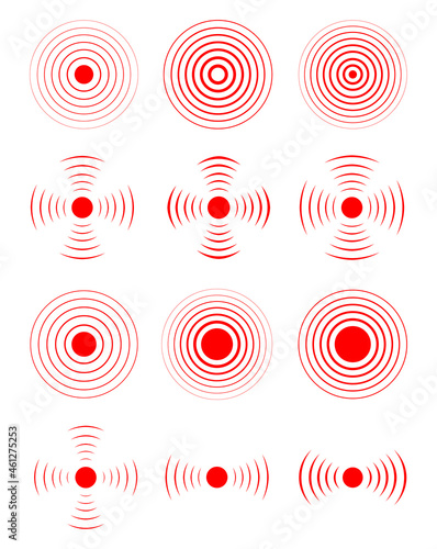 Set of radar icon. Sonar waves icon. Vector illustration