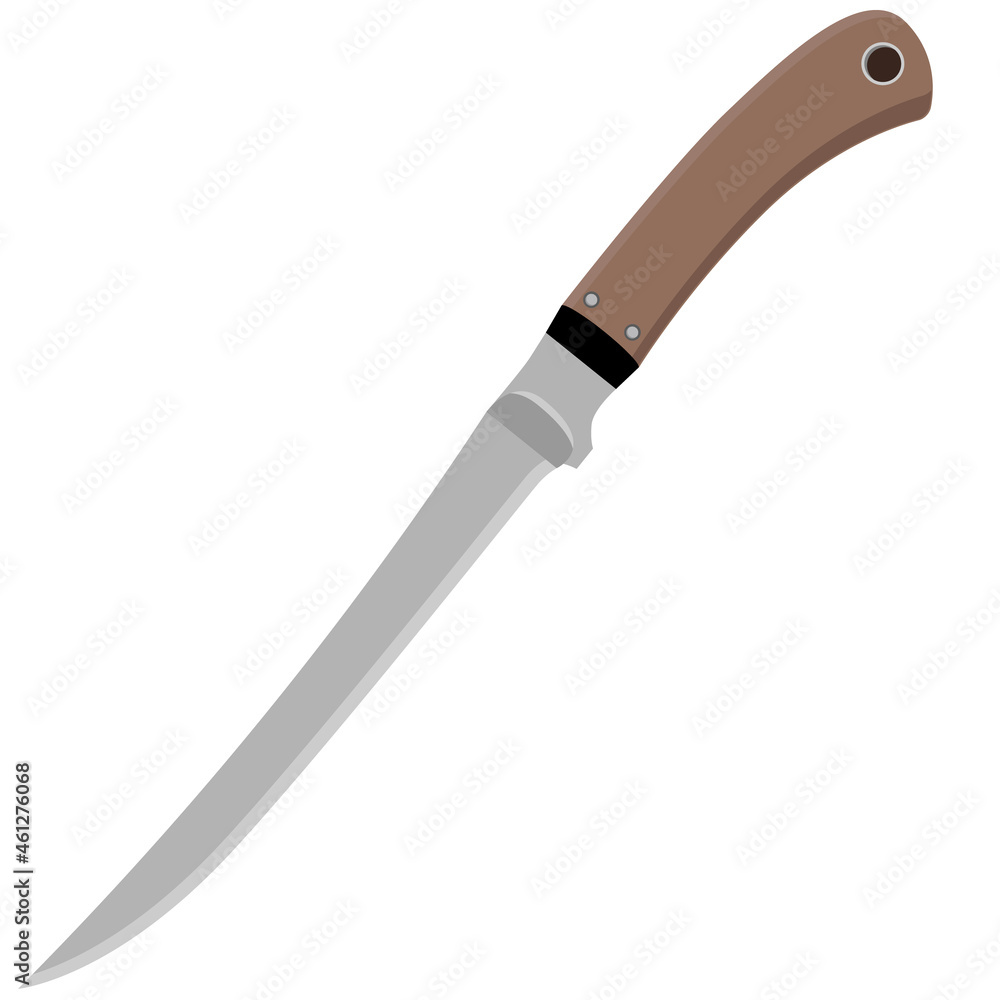 Kitchen knife for vegetables and fruits on a white isolated background. Vector illustration on the theme of kitchen utensils. Kitchen knife for vegetables and fruits on a white isolated background. Vector illustration on the theme of kitchen utensils.
