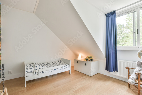 Children bed near night light