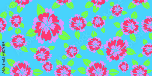 seamless vector flowers pink pattern background
