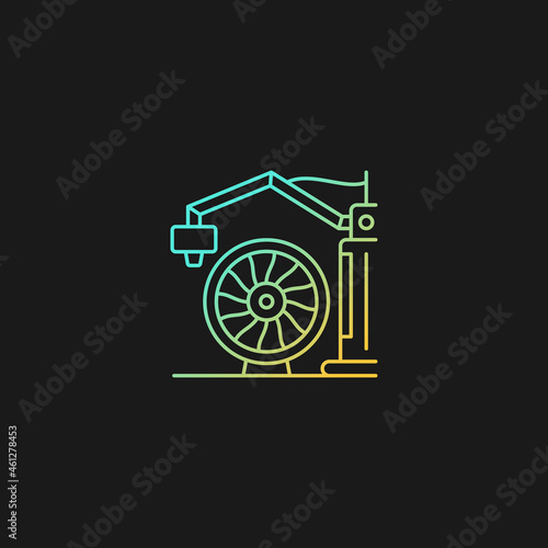 3d printing for aerospace industry gradient vector icon for dark theme. Achieve high aircraft performance. Thin line color symbol. Modern style pictogram. Vector isolated outline drawing