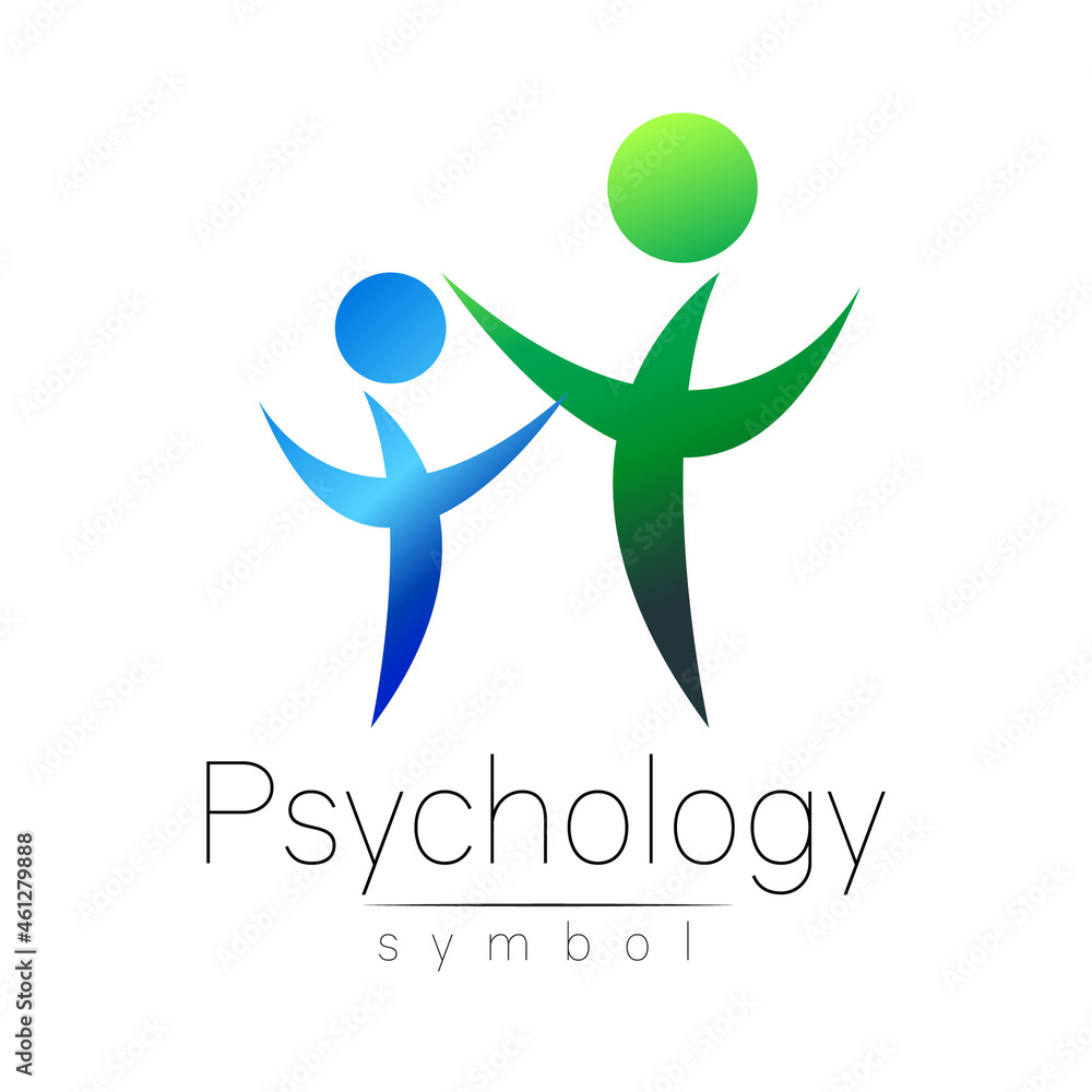 Modern people psi Sign of Psychology. Family Human. Creative style. Icon in . Design concept. Brand company. Green blue color isolated on white background. Symbol for web, print, card Modern people psi Sign of Psychology. Family Human. Creative style. Icon in . Design concept. Brand company. Green blue color isolated on white background. Symbol for web, print, card