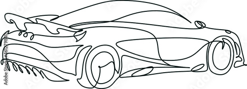 Car vector one line art. Line drawing car illstration