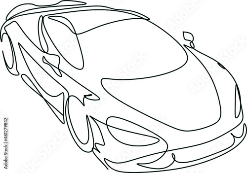 Платно Car vector one line art. Line drawing car illstration