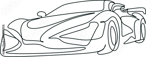 Car vector one line art. Line drawing car illstration