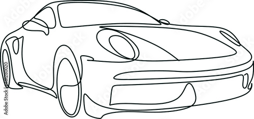 Car vector one line art. Line drawing car illstration