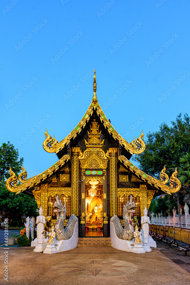 Sanctuary of Inthakhin Sadue Muang Temple in city center of Chiang Mai, Thailand.