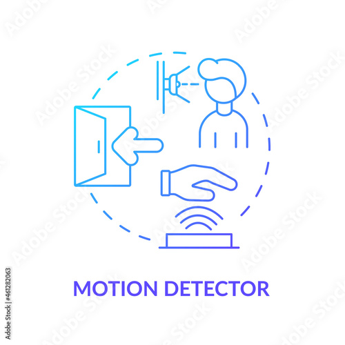 Motion detector blue gradient concept icon. Security system device abstract idea thin line illustration. Motion sensor and alert. Protection equipment. Vector isolated outline color drawing.