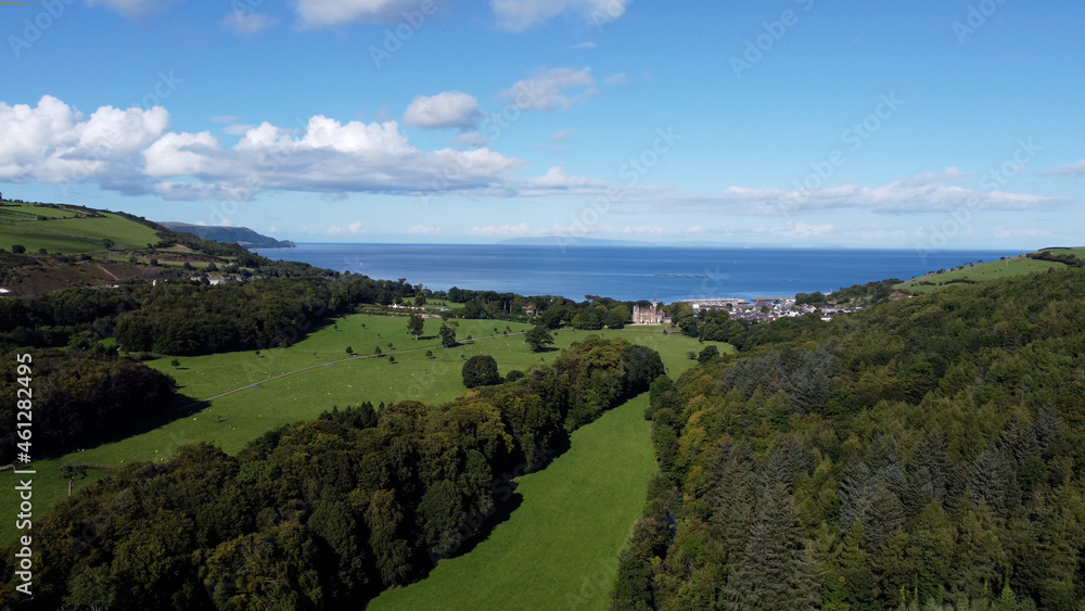 Aerial photo of Glenarm Castle and Village Co Antrim N Ireland