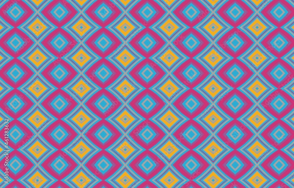 Colorful pattern for textile and design. Geometric ethnic pattern design for background or wallpaper. Abstract pattern. Texture with wavy, curves lines. Bright dynamic background with colorful wavy