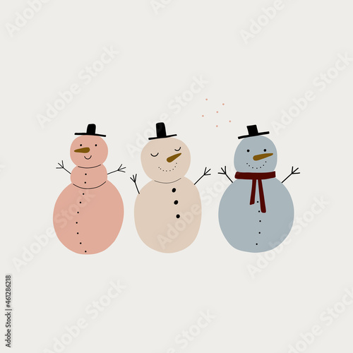 modern boho hygge minimalism. merry christmas and new year. winter stickers for design. vector set of christmas elements.