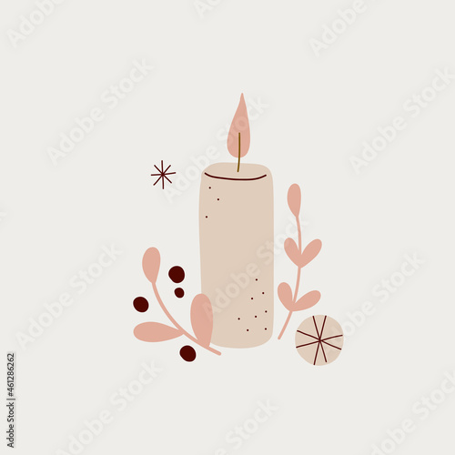 modern boho hygge minimalism. merry christmas and new year. winter stickers for design. vector set of christmas elements.