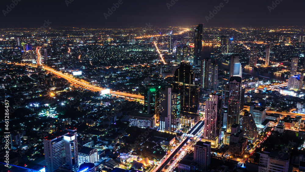 Beautiful architecture building skyscraper at night