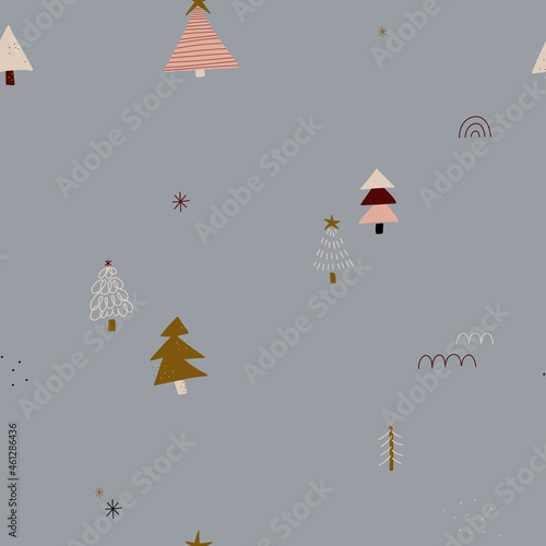 modern boho hygge minimalism. merry christmas and new year. winter stickers for design. vector set of christmas elements.