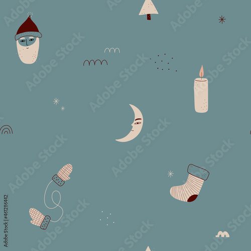 modern boho hygge minimalism. merry christmas and new year. winter stickers for design. vector set of christmas elements.