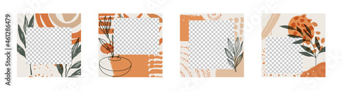 A set of vector editable templates for social networks stories and posts. Photo frame with transparent background