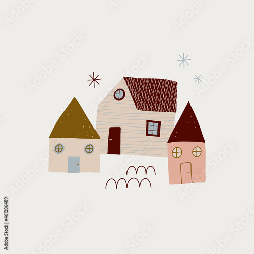 modern boho hygge minimalism. merry christmas and new year. winter stickers for design. vector set of christmas elements.