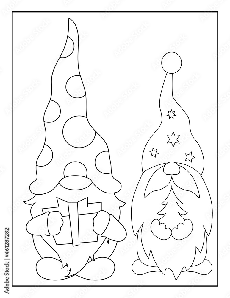 Coloring Book Pages for Kids. Coloring book for children. Gnome.