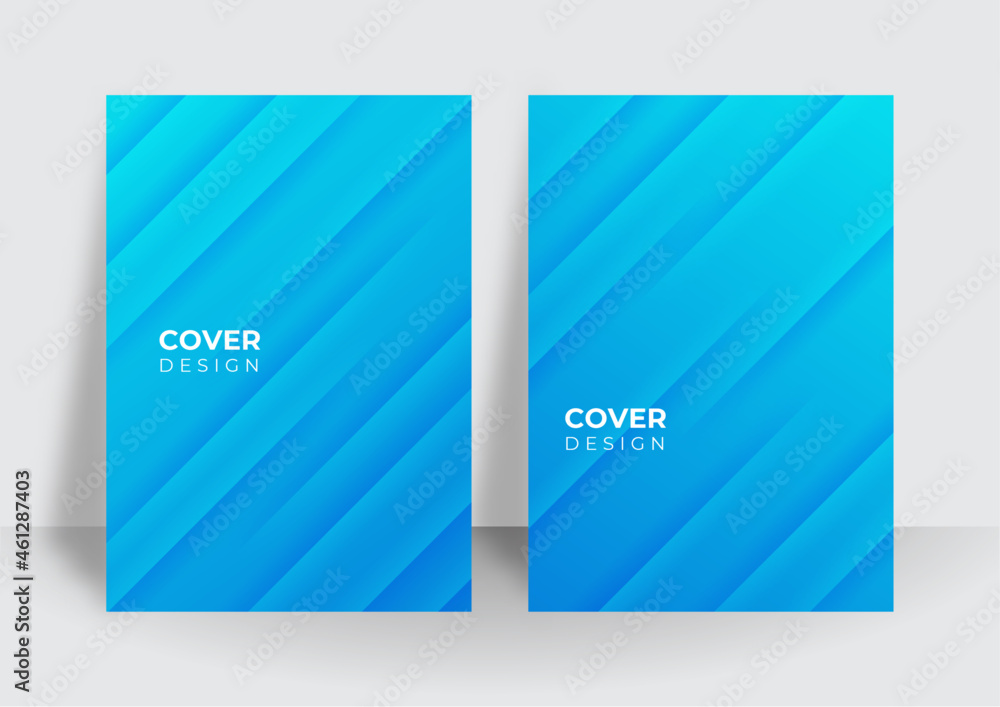 Naklejka premium Abstract colorful blue geometric cover design background for business minimal trendy style. Modern booklet brochure colourful abstract cover template set with abstract background