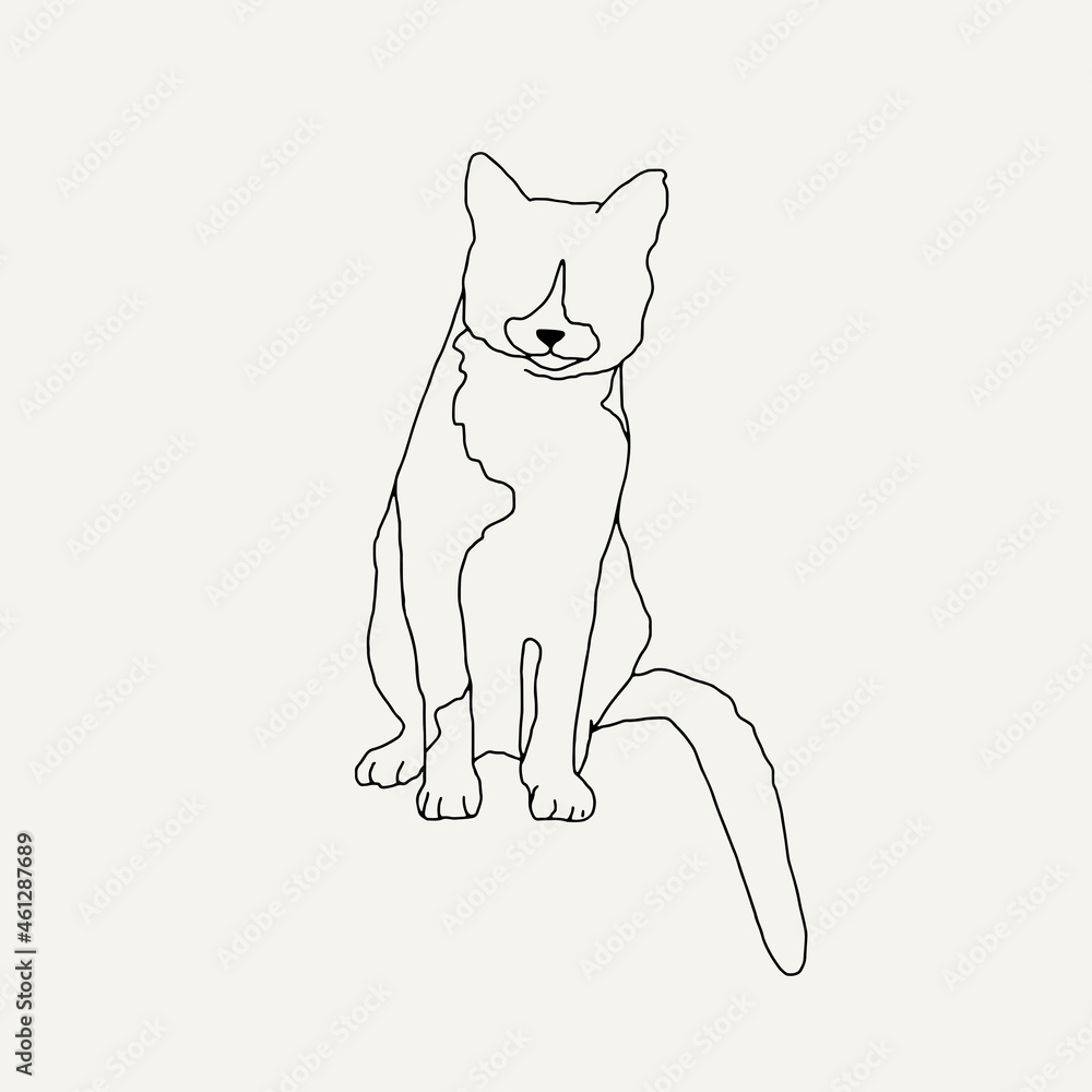 Obraz premium Cat line vector illustration. Cat sketch vector illustration