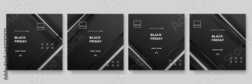 Set of black Friday sale post social media pack template premium poster vector. Black Friday sale label template design for banner, idea, cover, booklet, print, flyer, book, card, ad, poster, badge