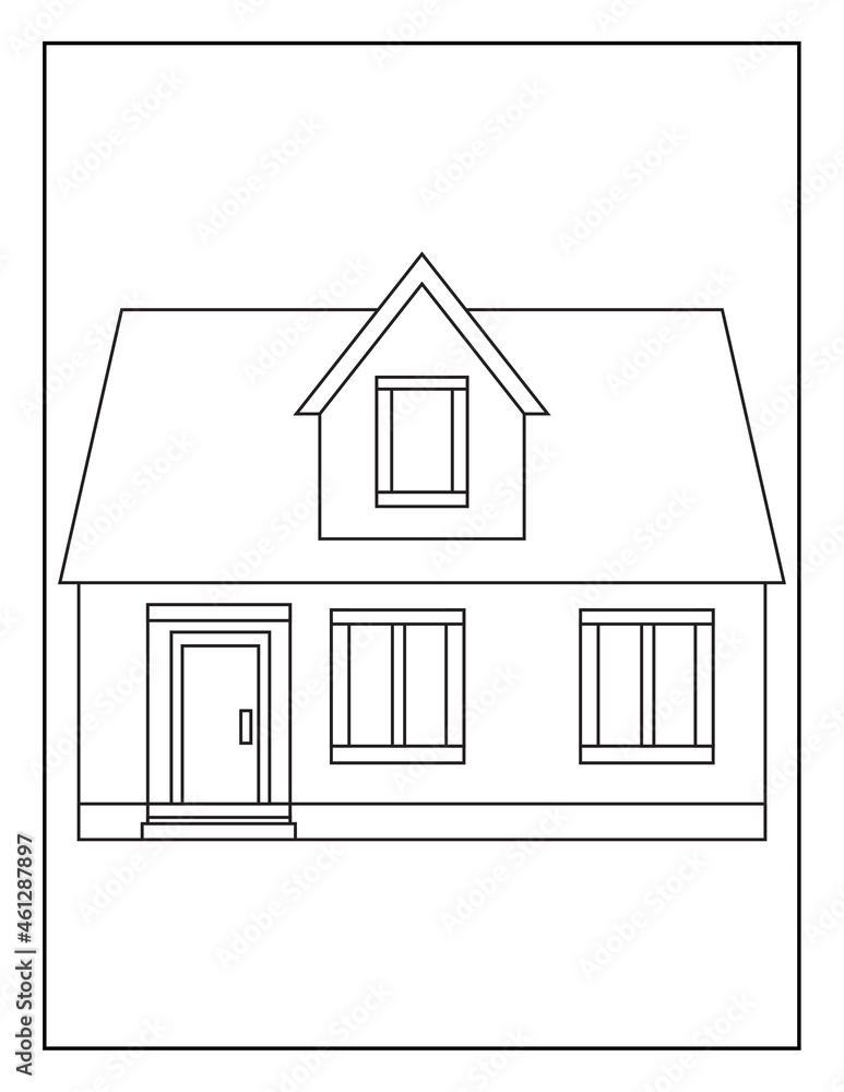 Coloring Book Pages for Kids. Coloring book for children. Houses.