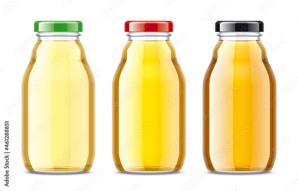Set of Glass Bottles with Juice. Set of Glass Bottles with Juice.
