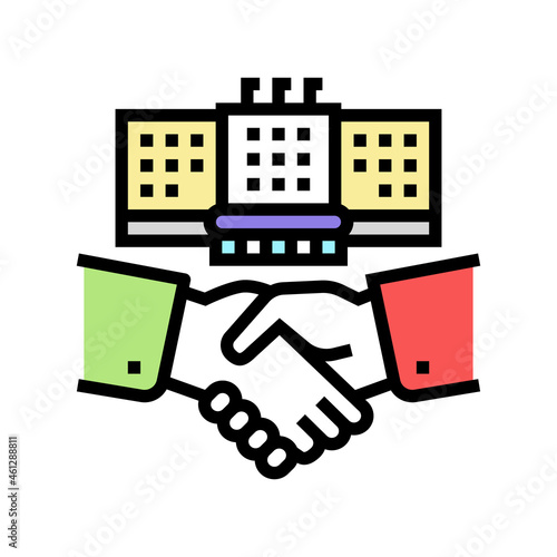 embassy diplomats handshaking color icon vector. embassy diplomats handshaking sign. isolated symbol illustration