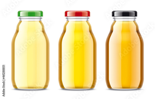 Set of Glass Bottles with Juice. 
