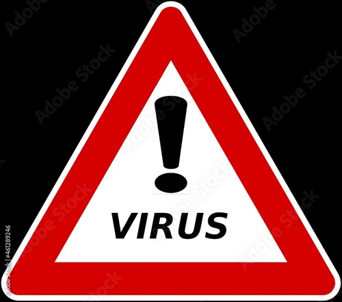 Cartello di attenzione pericolo virus.