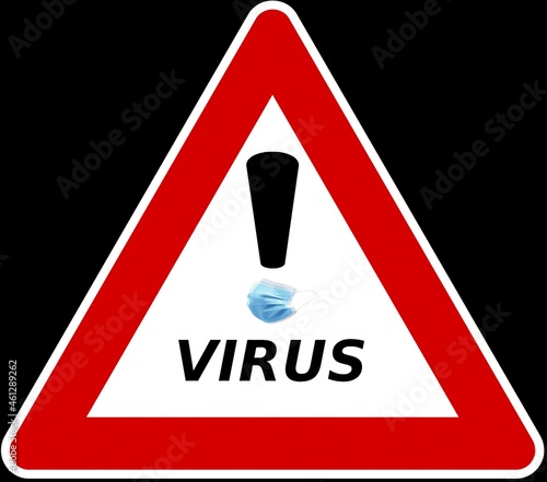 Cartello di attenzione pericolo virus.