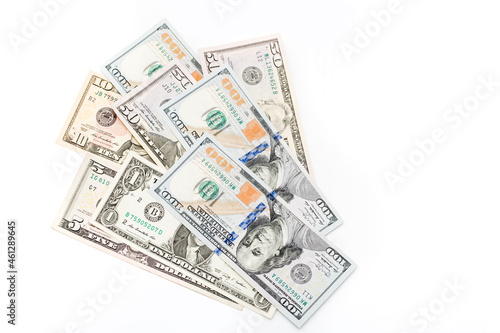 Money US dollars banknotes, a lot of different money. Bitcoin exchange for dollar inflation. Worldwide cryptocurrency and digital payment system. Availability