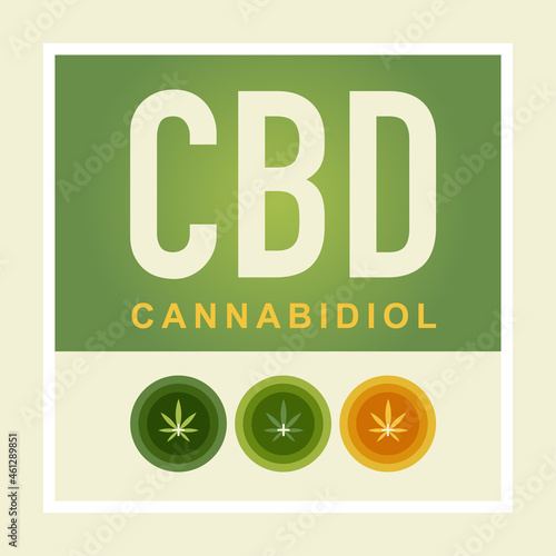 Health and medical concept icon or logo for CBD products on green tone