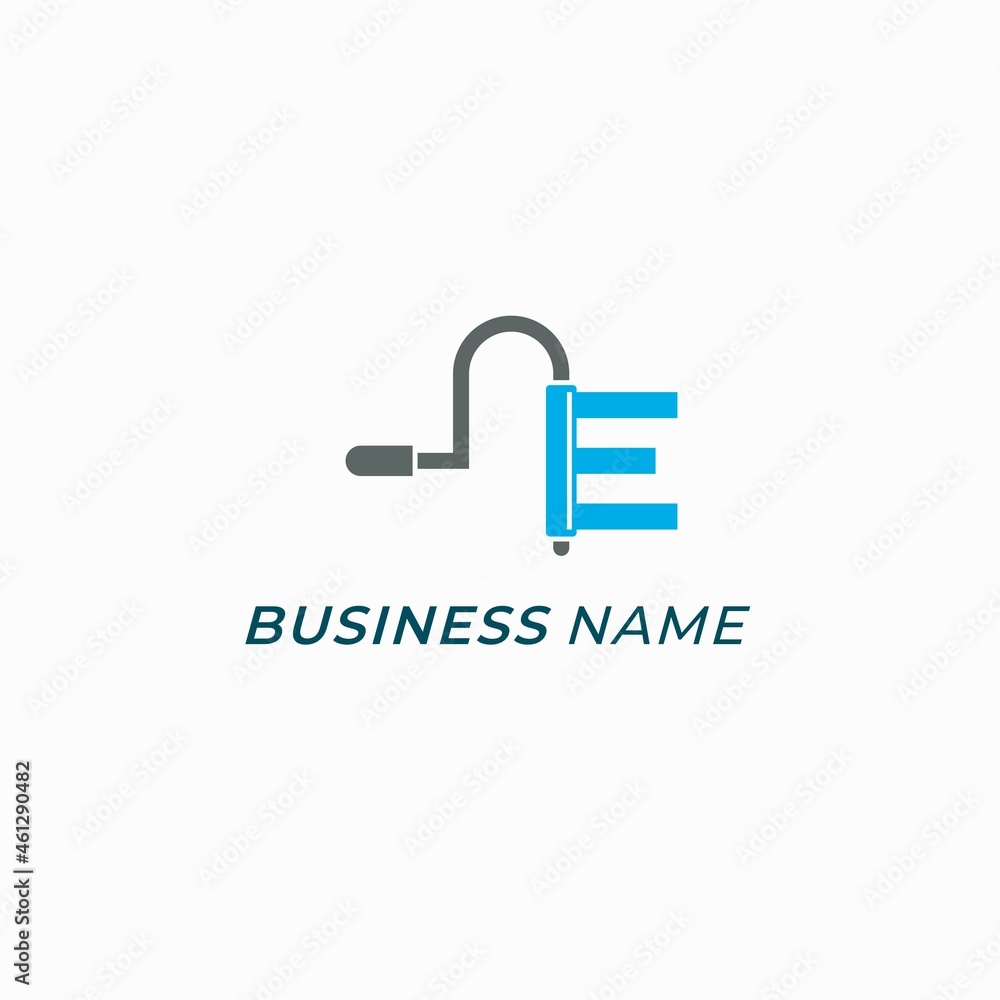logo design combine letter E and paint brush logo design combine letter E and paint brush