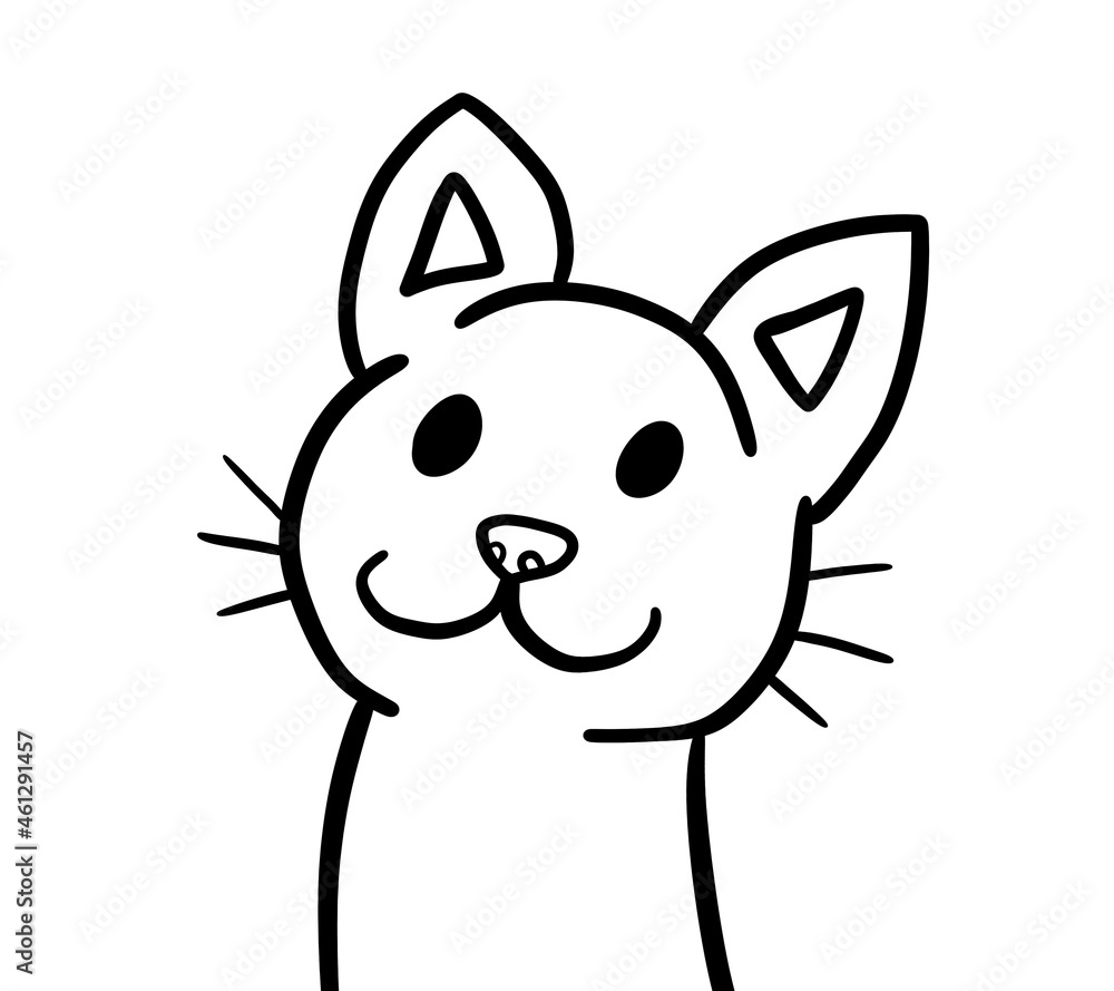 Stylized Adorable Happy Cat Doodle Stylized Adorable Happy Cat Doodle