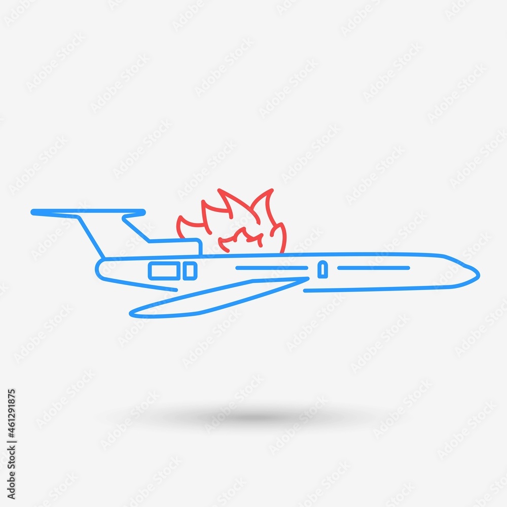 Plane crash icon isolated object. Vector illustration. Plane crash icon isolated object. Vector illustration.