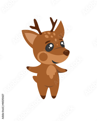 Little, forest fawn. Isolated vector illustration. A cute, funny character.
